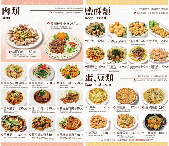 台南中西區美食 福樓餐廳 菜單MENU