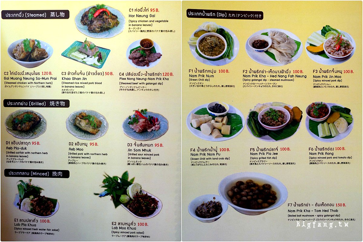 泰國清邁米其林美食 Huen Muan Jai 菜單MENU