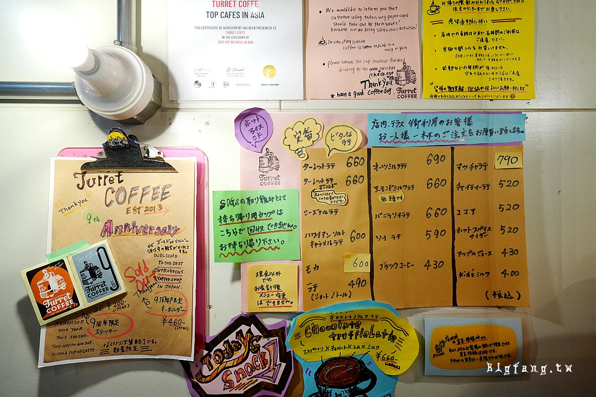 東京築地咖啡 Turret Coffee Tsukiji 菜單MENU