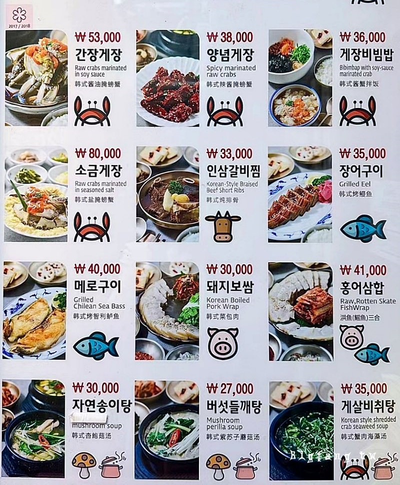 首爾安國站 大瓦房 醬蟹 菜單MENU