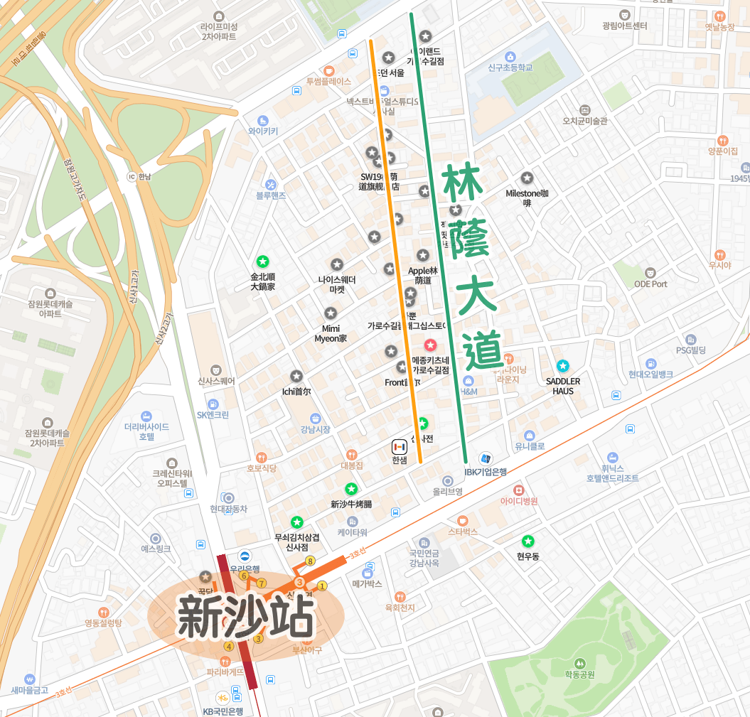 新沙洞逛街地圖 新沙洞逛街攻略