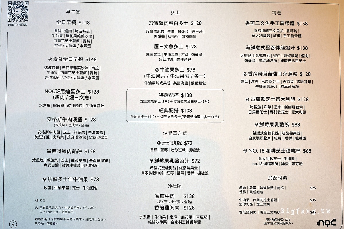 香港西營盤 NOC Coffee Co. (The Roastery) 菜單MENU