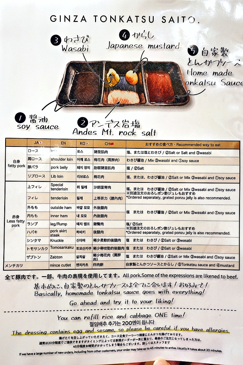 銀座炸豬排齋藤 GINZA TONKATSU SAITO 豬排吃法